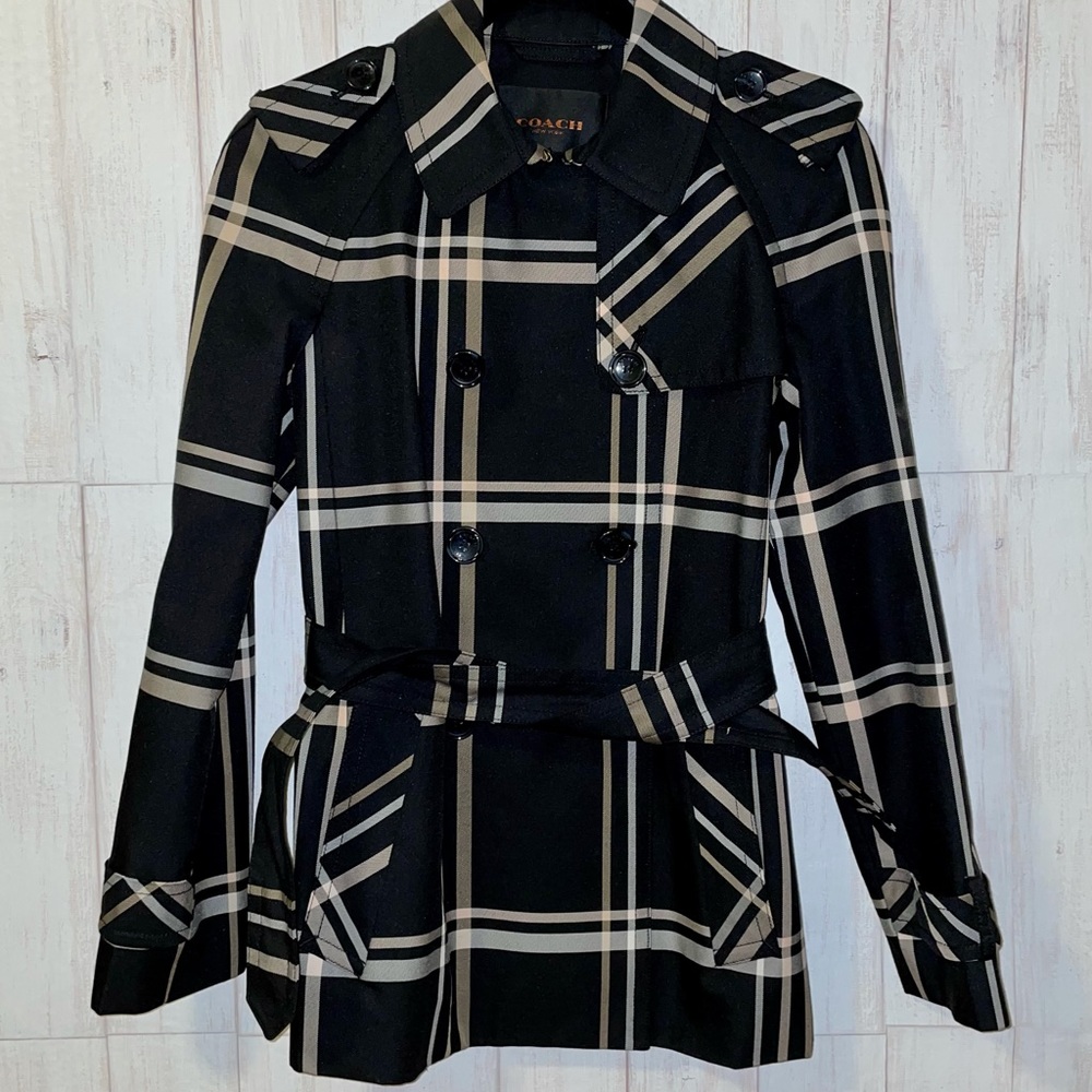 Coach Plaid Women’s Trench Coat Size M